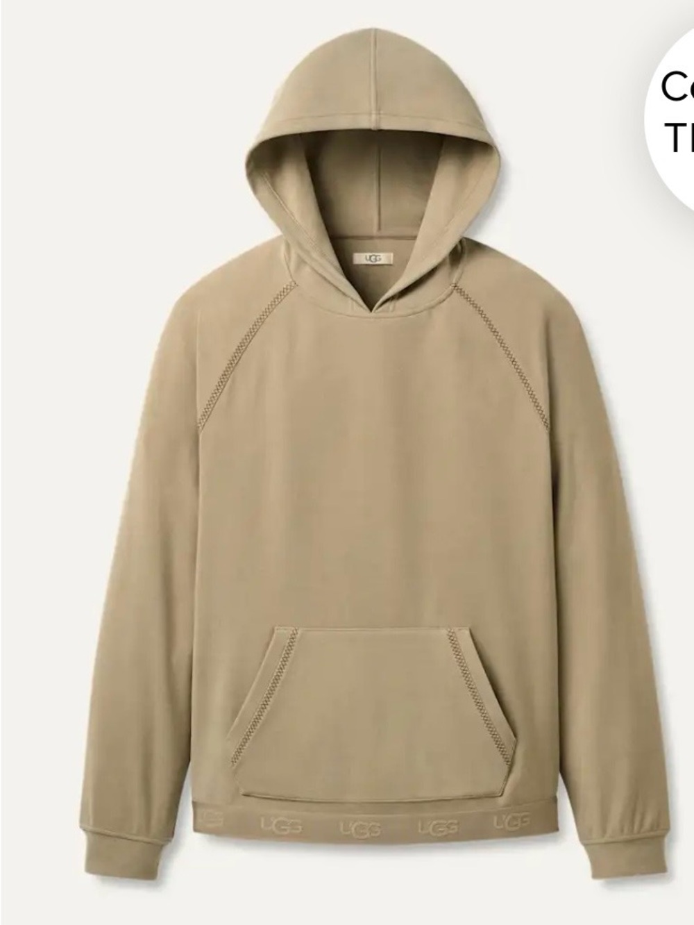 UGG Men's Beige Hooded Pullover Sweatshirt